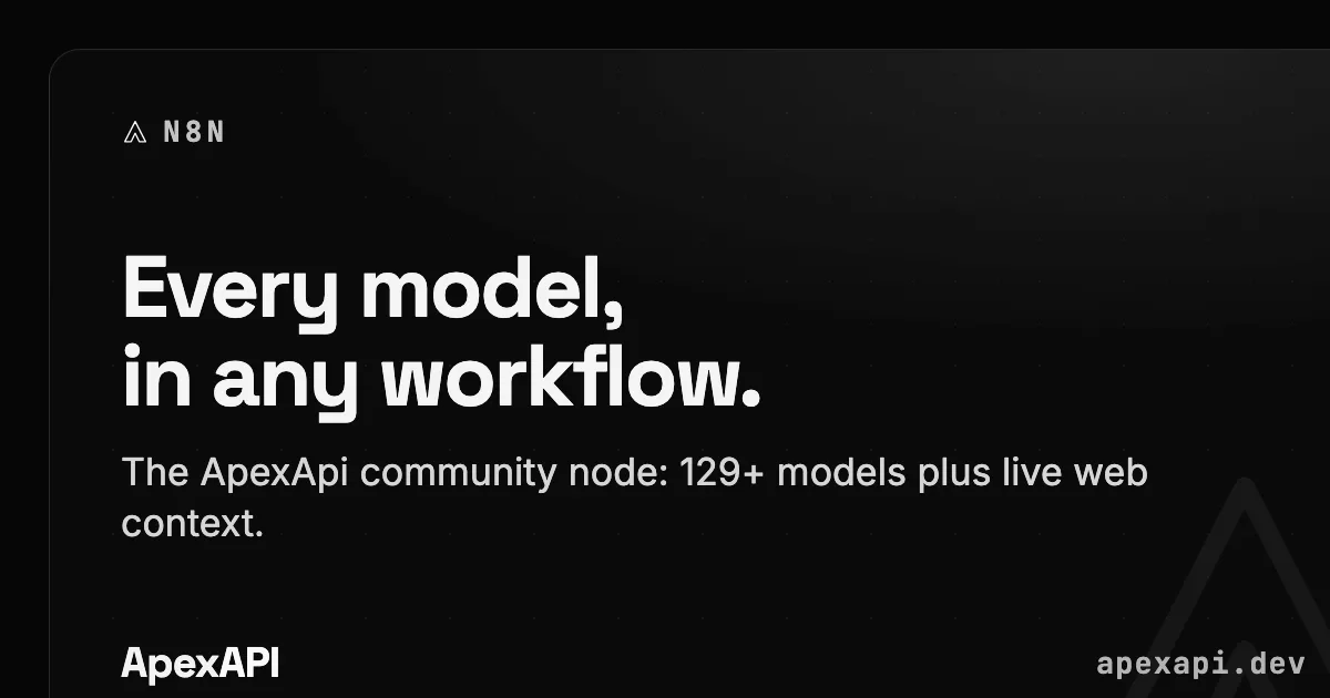 Build AI workflows in n8n with one API key: the ApexApi node