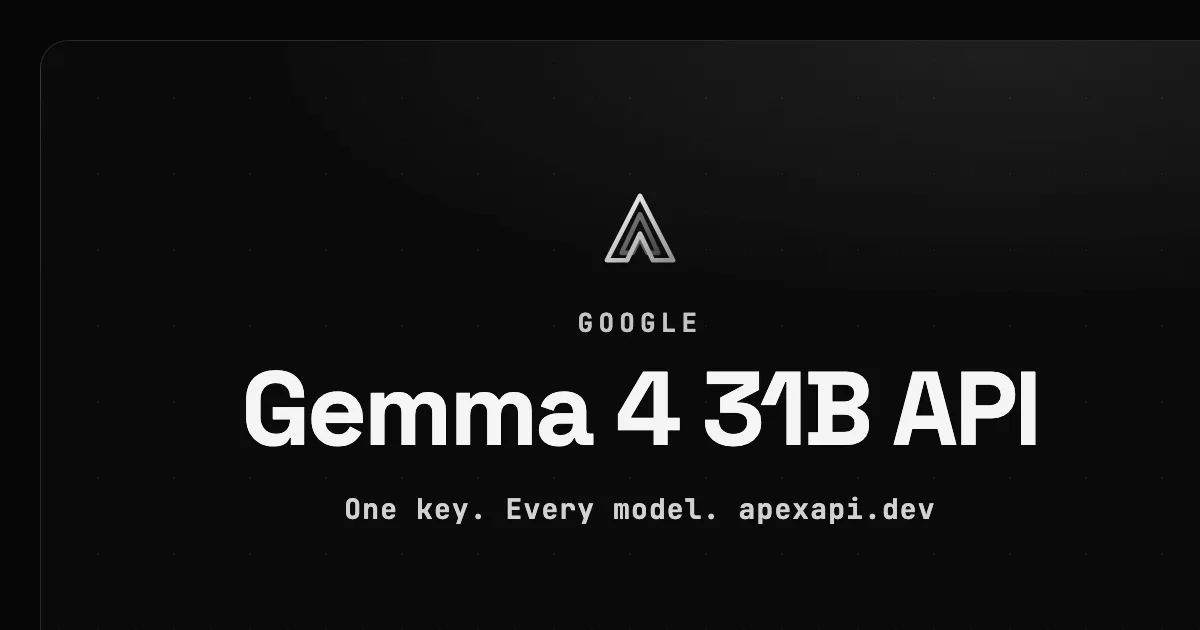Gemma 4 31B API on ApexApi